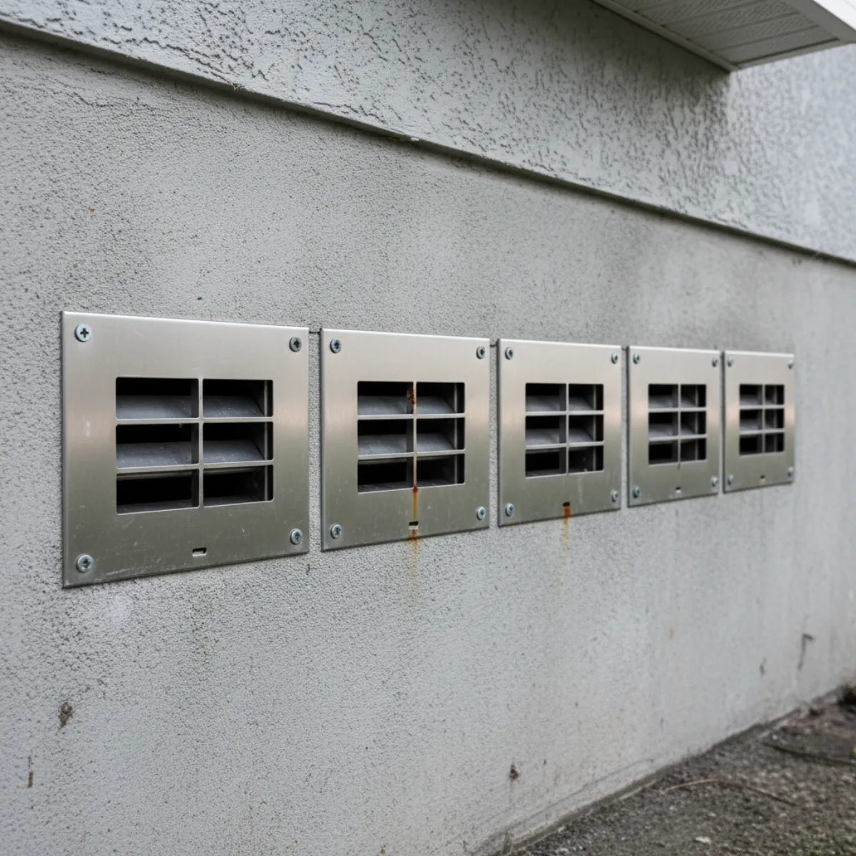 Engineered foundation flood vent installed in a crawl space wall to allow floodwater to equalize